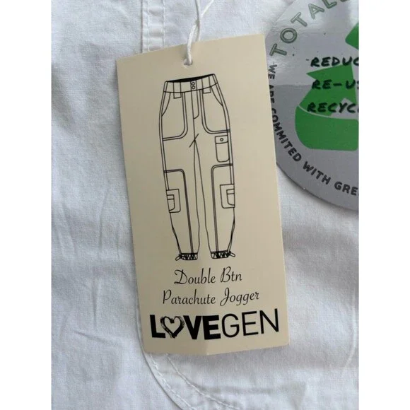 Generation Love Women’s White Double Button Parachute Pants Size 5/28‎ NEW